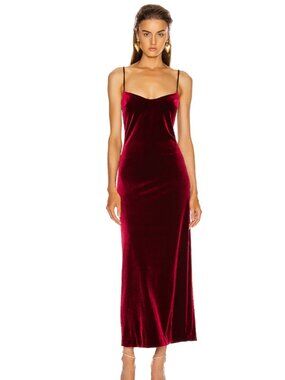 Galvan Velvet Berlin Bustier Dress in Dark Ruby